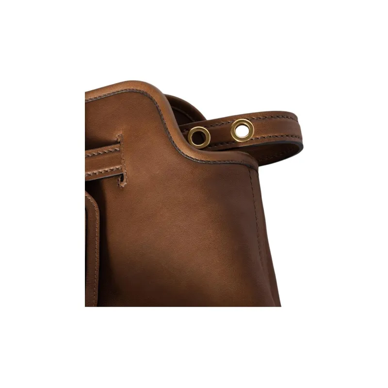 MIU MIU Lambskin Handbag Large Size Unisex Brown-3
