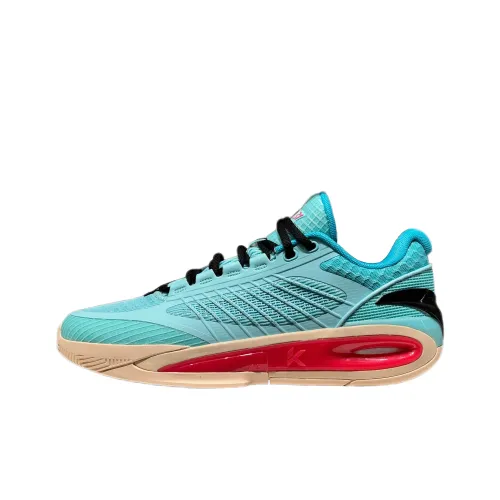 Anta Slip-Resistant Coverage Wear-Resistant Low-Top Carbon Plate Basketball Shoes Men's Blue Green