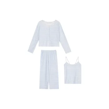 Joycefuuu Bra Pajama Set Women's Blue White