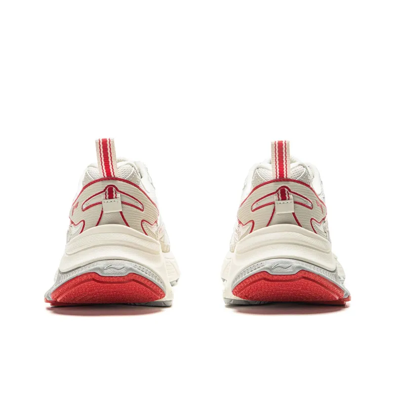 LiNing Star Shock Absorbers Slip Resistant, Abrasion Resistant, Breathable Low Top Chunky Sneakers Men's White Red-5