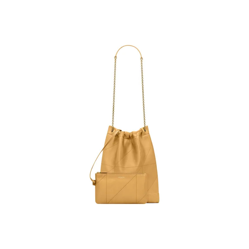 SAINT LAURENT Jamie Nappa Leather Handbag, Shoulder Bag Women's Yellow-4