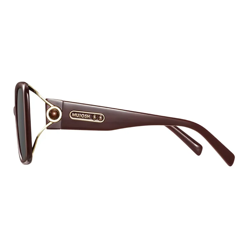 MUJOSH Plate And Metal Square Sun Protection UV Protection Polarized Sunglasses Unisex Purplish Red-7