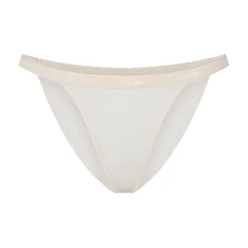 SKIMS SS25 LIGHTWEIGHT COTTON LOGO PICOT STRING BIKINI Underpants Women's 1 Pack MARBLE/Marble