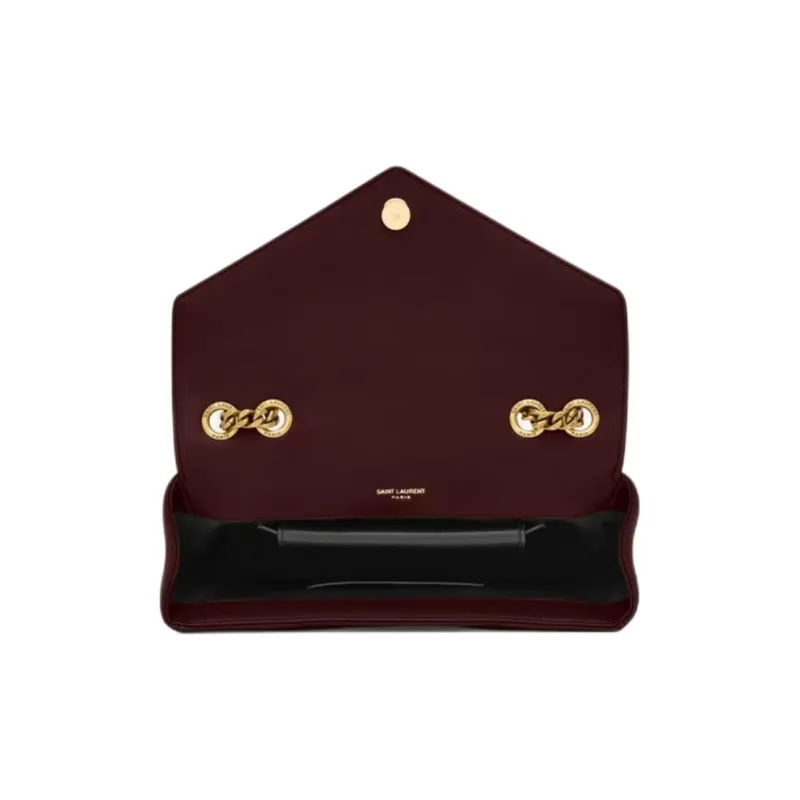 SAINT LAURENT LOULOU Sheepskin Shoulder Bag Trumpets Women's Burgundy-5
