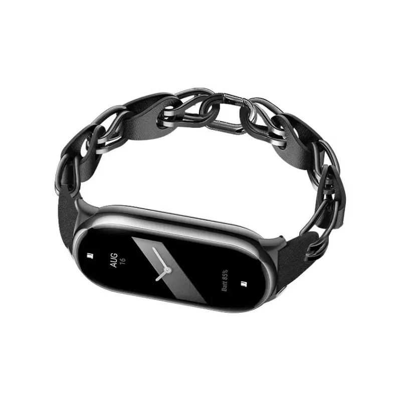 IWabcertoo Watch Band Xiaomi Compatibility 182mm Stainless Steel, Cow Leather Material Unisex-11