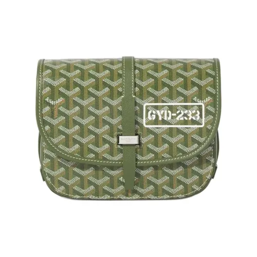 GOYARD Belvédère Goyardine Canvas Crossbody Bag Shoulder Bag Small Size Women's Khaki Green