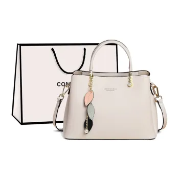 COMELY Cow Leather Handbag Shoulder Bag Crossbody Bag Kelly Bag Regular Women's Ecru