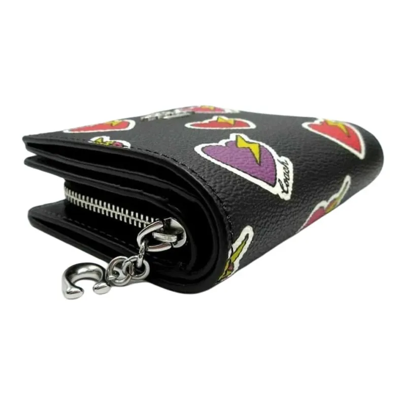 COACH Snap Wallet Coated Canvas Wallet Mini Women's Black-4