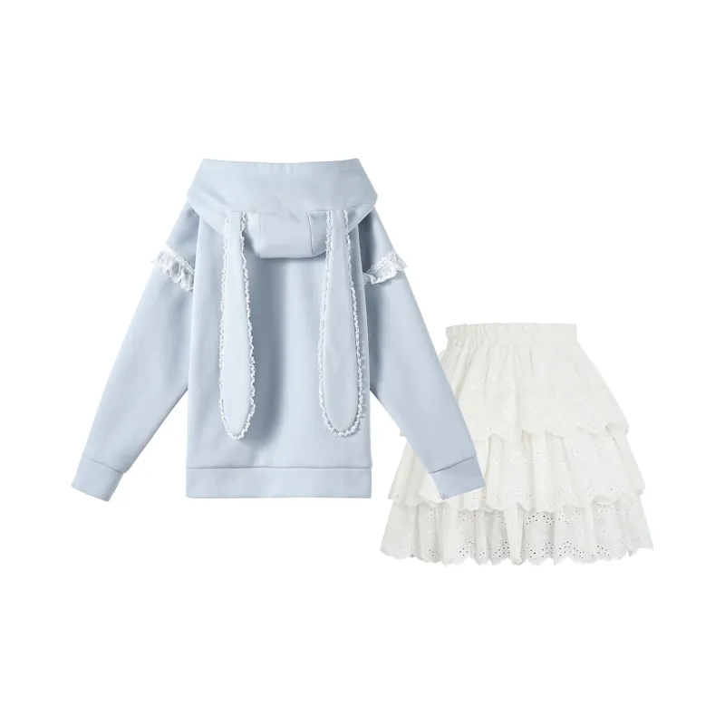 SNBL Two Piece Skirt Sets Women's Blue+Skirt-1