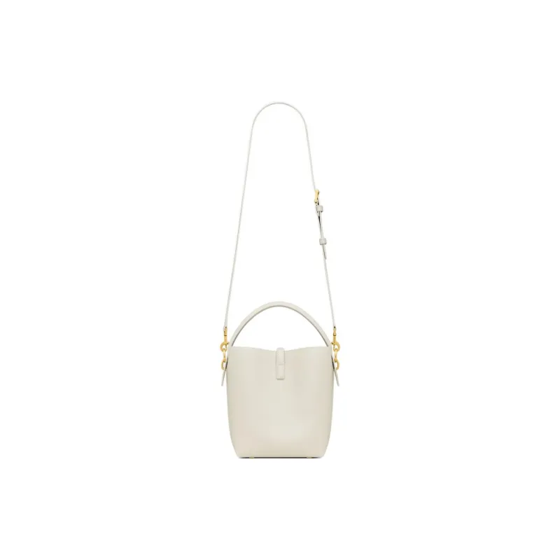 SAINT LAURENT Cow Leather One Shoulder Handbag Trumpets Women's White-4