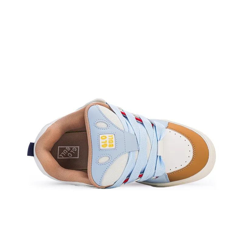 GLO BULL Anti-Slip And Wear-Resistant Breathable Low-Top Skateboard Shoes Unisex White Blue Brown-3
