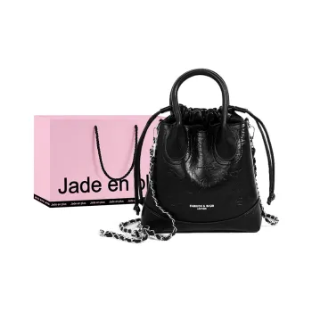 Jade En Plus PU Backpack Medium Size Women's Elegant Black/Oat White/Moonlight Silver