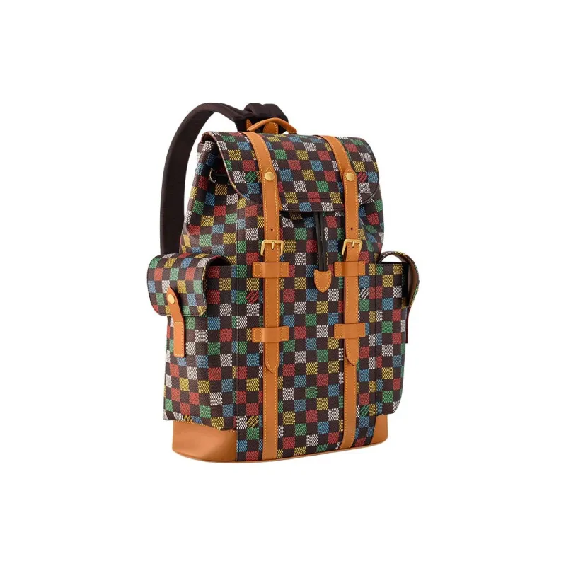 LOUIS VUITTON CHRISTOPHER Coated Canvas Backpack Medium Size Unisex Multicolor-1