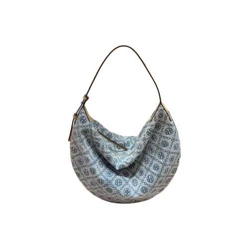 TORY BURCH T Monogram Fabric Crescent Bag Handbag Shoulder Bag Women's Powder Blue