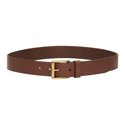 SAINT LAURENT Leather Leather Belts Women's Brown Width 3.5CM