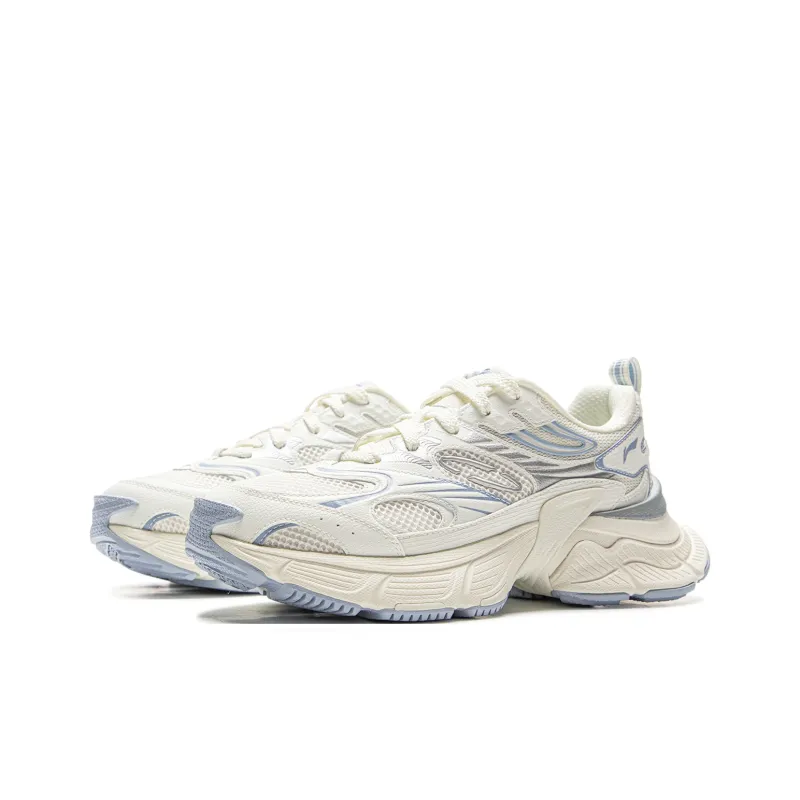 LiNing Star Shock Absorbers Slip Resistant, Abrasion Resistant, Breathable Low Top Chunky Sneakers Women's White Blue-2