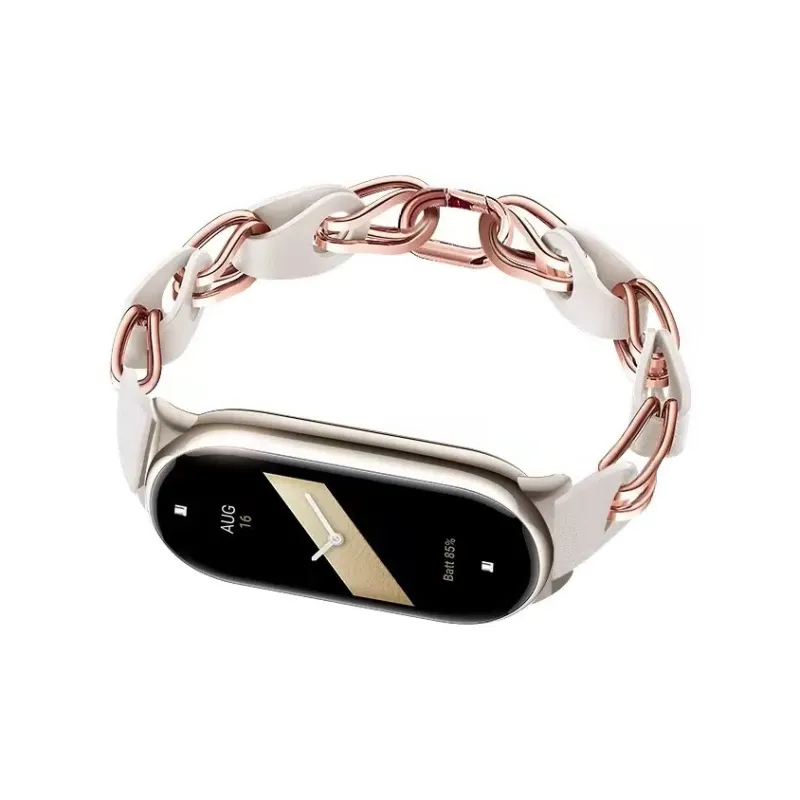 IWabcertoo Watch Band Xiaomi Compatibility 182mm Stainless Steel, Cow Leather Material Unisex-5