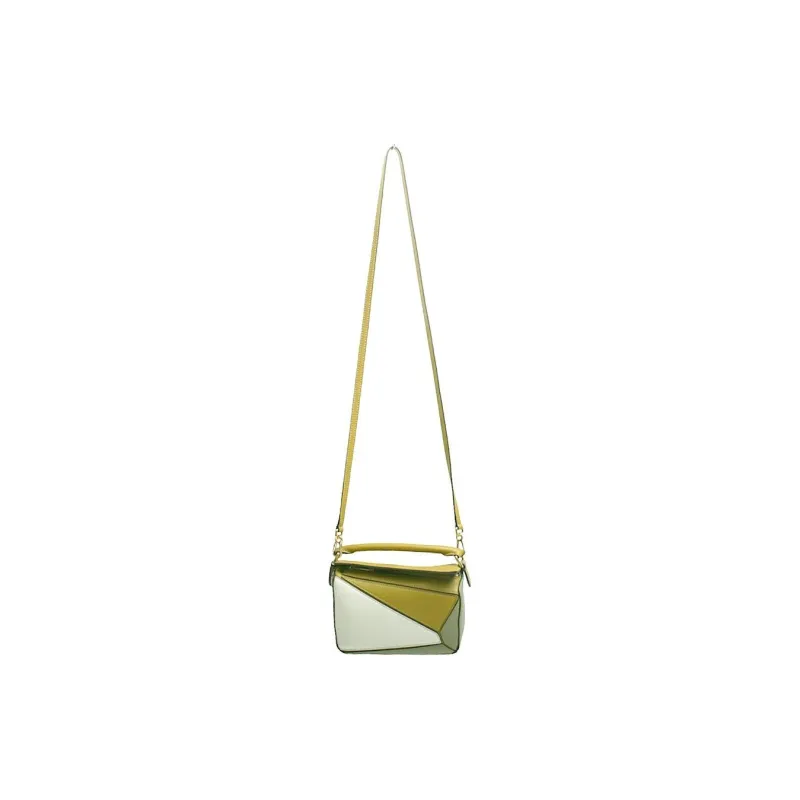 LOEWE Puzzle Bag In Classic Calfskin Ochre/Soft White-1
