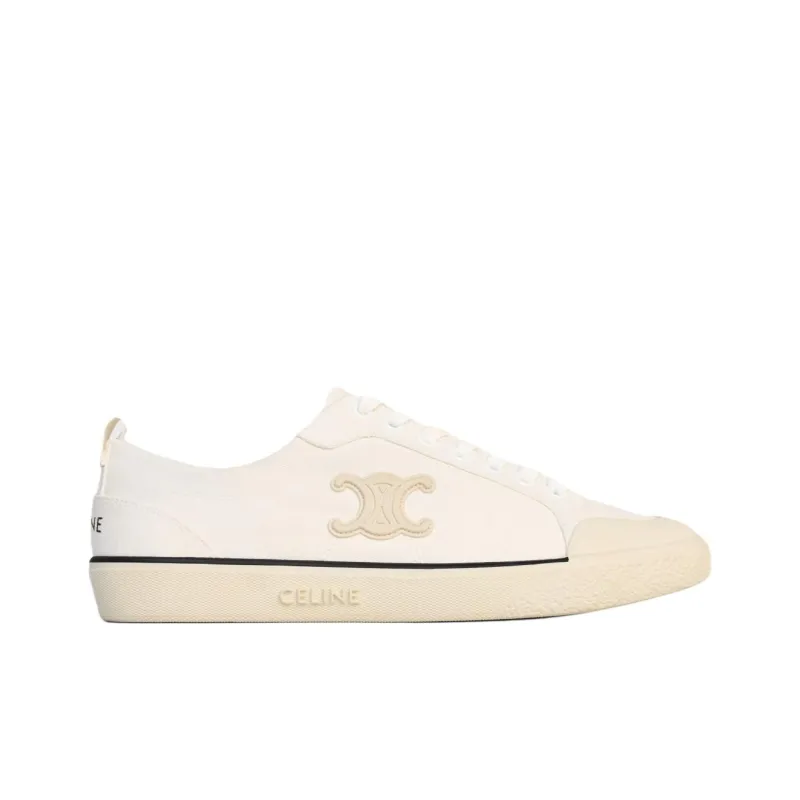 CELINE Triomphe Low Top Canvas Shoes Women's White-1