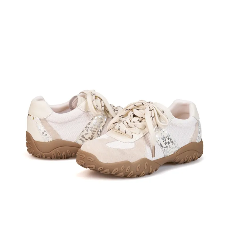 Joy&Mario Breathable Lightweight Low-Top Casual Shoes Women's Beige-3
