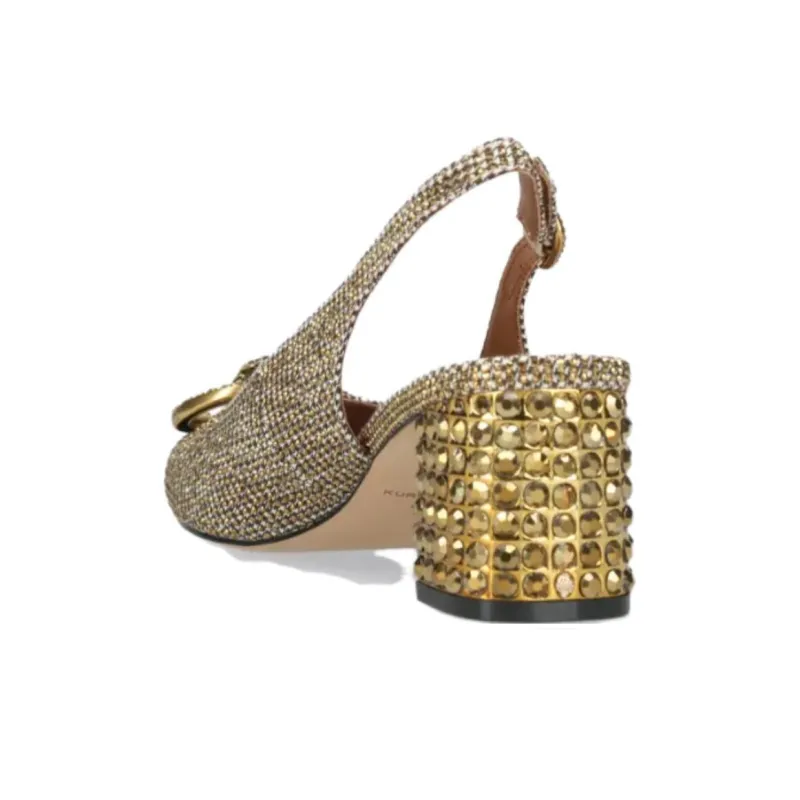 Kurt Geiger London Chelsea Chunky Heel High Heels 6cm Women's Gold-2