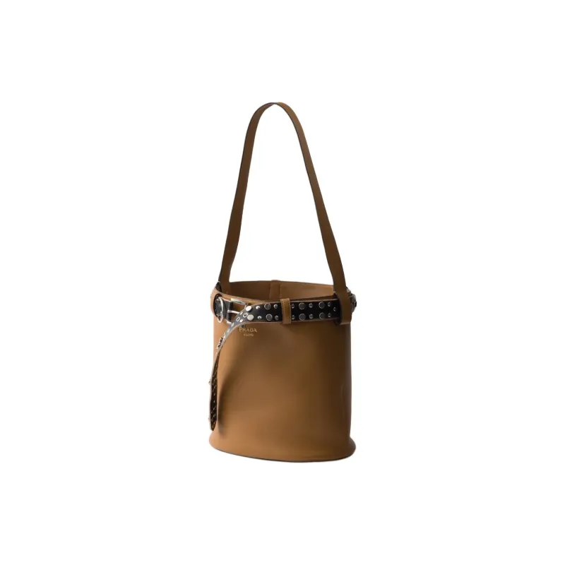 PRADA Cow Leather Bucket Bag, Handbag, Shoulder Bag Regular Women's Camel-1