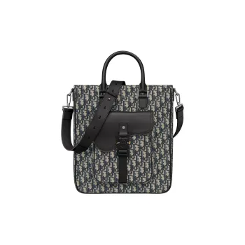 DIOR Saddle Cotton Tote Bag Shopping Bag Shoulder Bag Crossbody Bag Handbag Men's Beige & Black