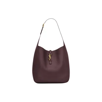 SAINT LAURENT Calfskin Handbag Shoulder Bag Large Size Women's Brown