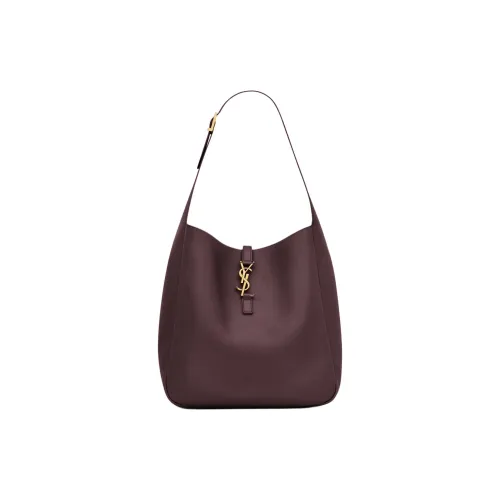 SAINT LAURENT Calfskin Handbag Shoulder Bag Large Size Women's Brown