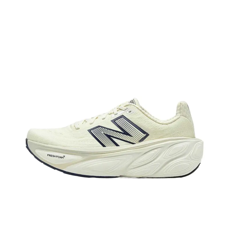 New Balance Fresh Foam X More V5 Abrasion Resistant Low Top Running Shoes Men's Ivory-0
