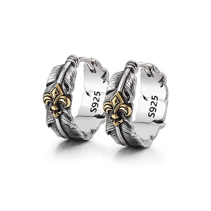 IDEAGEMER S925 Silver Earrings Men's-5
