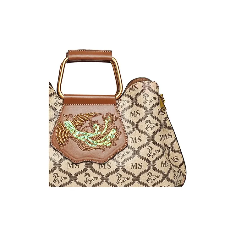 OKEKE Polyester Handbag Medium Size Unisex Brown-3