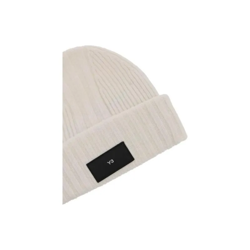 Y 3 Logo Patch Ribbed Knit Beanie-3