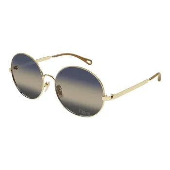 Chloe Metal Round Sunglasses Women's Gold