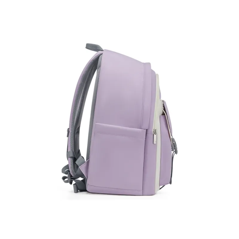 OIWAS Fabric Backpack Unisex Light Purple/Light Gray-4