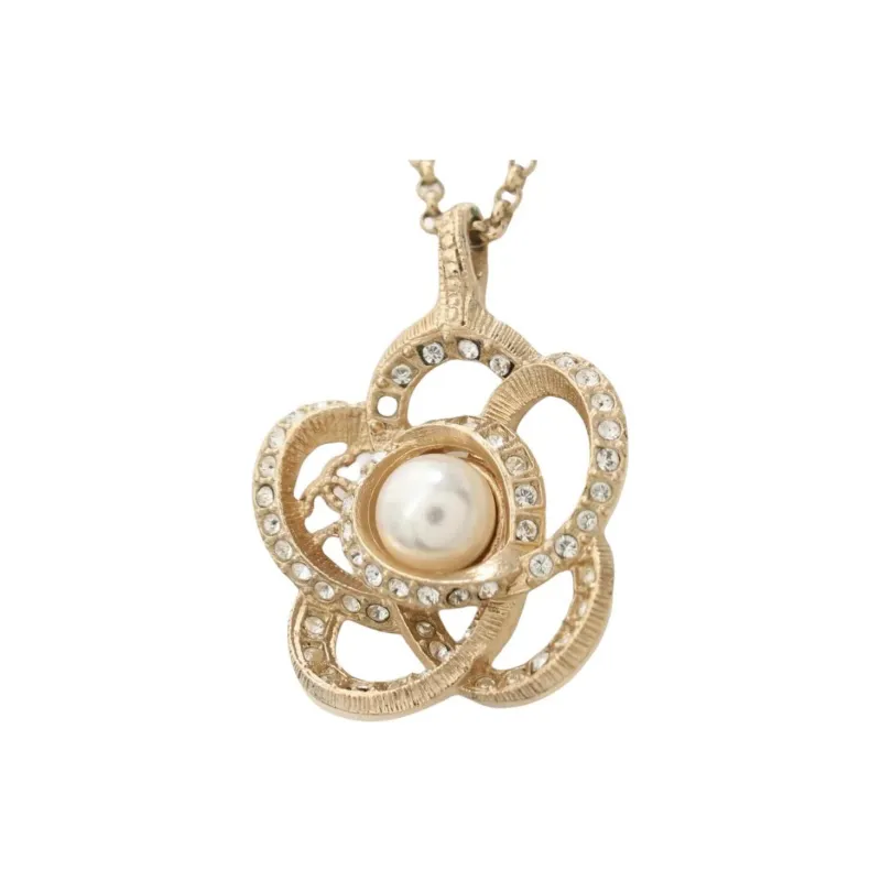 CHANEL 1986 1988 Camellia pendant Necklace-0