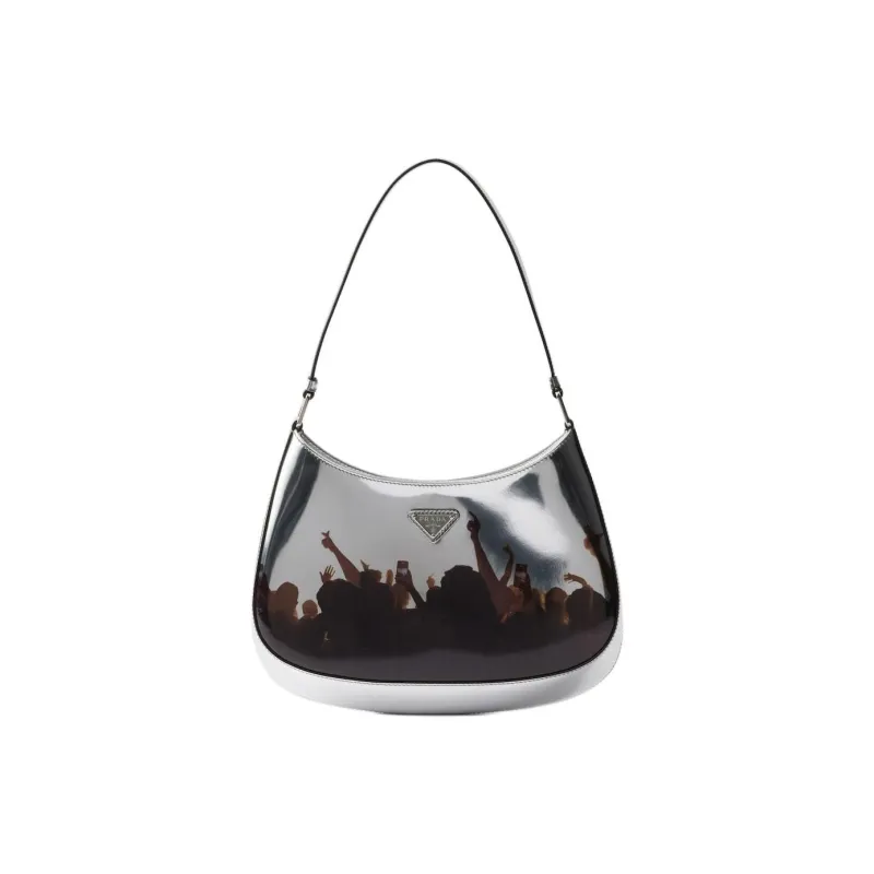 PRADA Cleo Cow Leather Shoulder Bag Regular Women's Silver-0