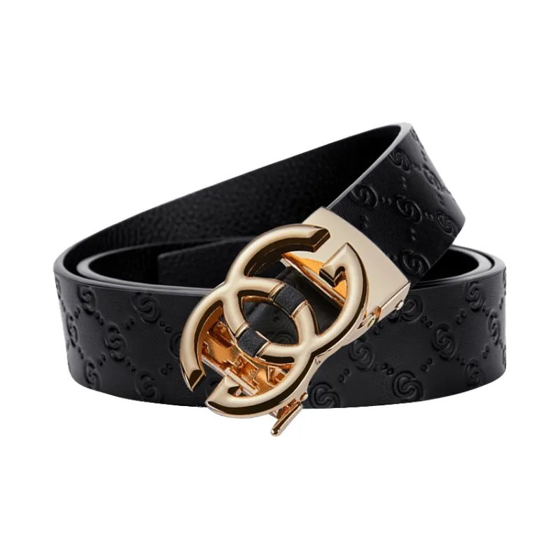 Cheekkiss Cow Leather Belts Men's Gunmetal Silver Gold 3.5cm-2