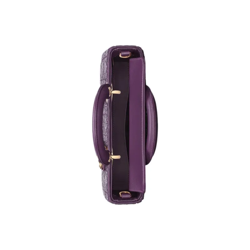 DIOR Lady D JOY Cotton, Silk, And Glass Patchwork One Shoulder Handbags Small Size Women's Purple-2