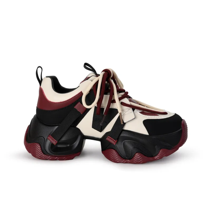 FAICCIA Low Top Chunky Sneakers Women's Angela Red-3