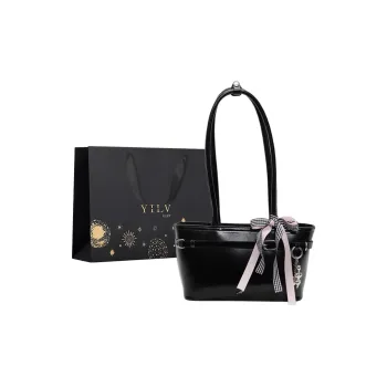 Yi Brigade PU Handbag Regular Women's Black Ecru/Burgundy/Pink