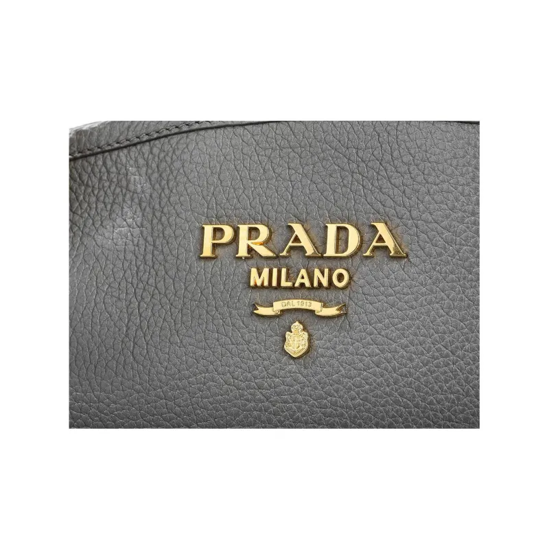 PRADA Calfskin Tote Bag Shopping Bag Shoulder Bags Women's Gray-10