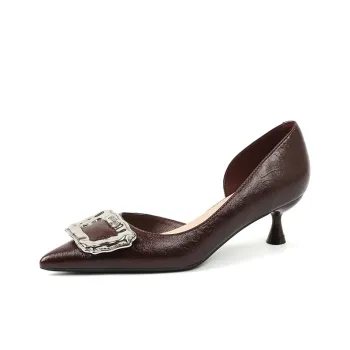 MCKP Flared Heel High Heels Women's Burgundy