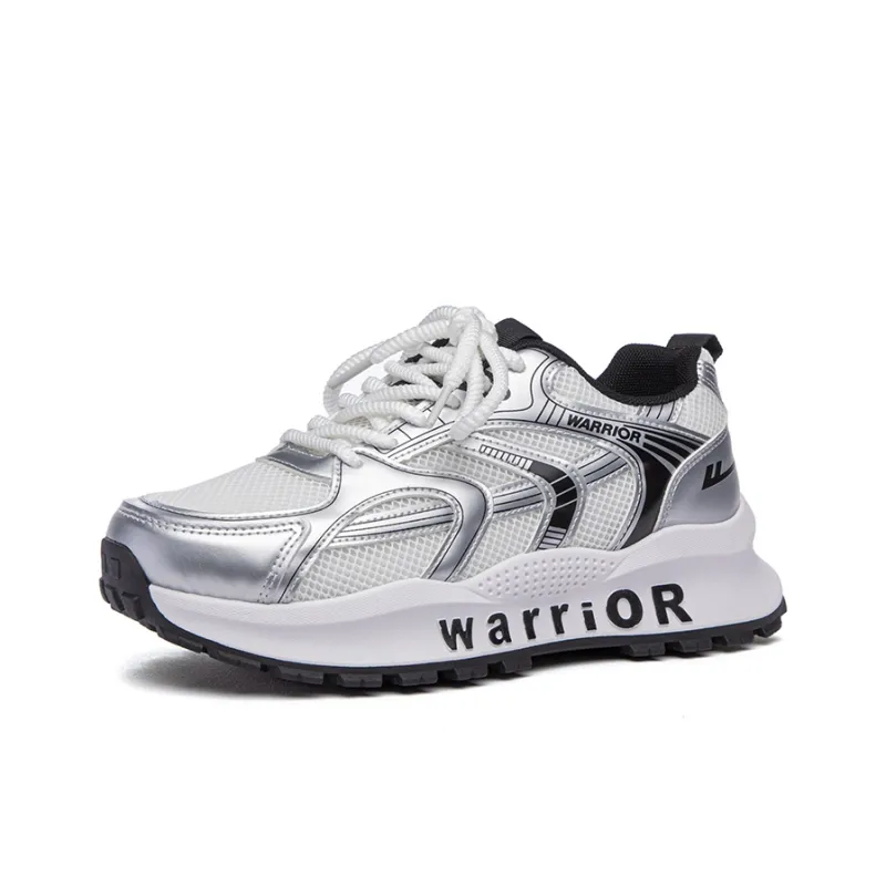 Warrior Cushioned Abrasion-Resistant Slip-Resistant Low-Top Casual Running Shoes Men's Silvery-white-black-1