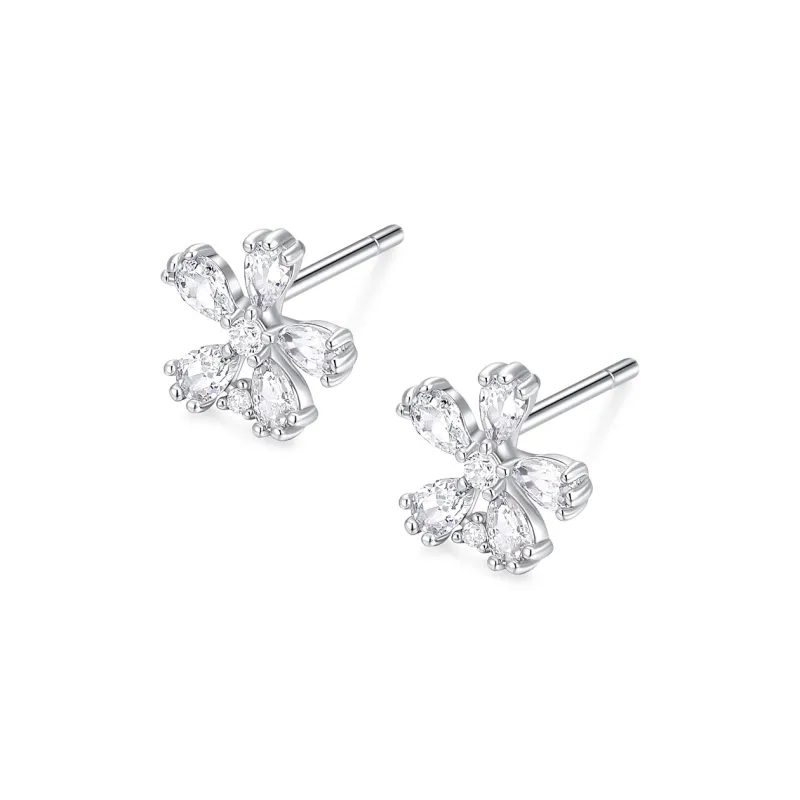KADER Floral Collection Five Petal Flower Collection 925 Sterling Silver Stud Earrings Women's-1
