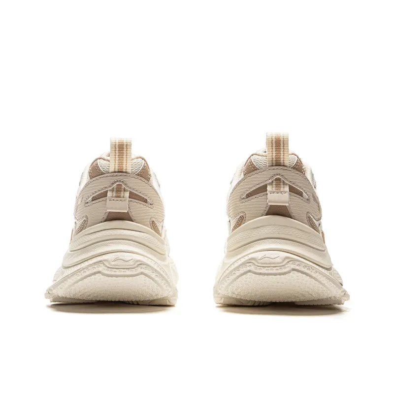 LiNing Star Slip Resistant, Abrasion Resistant, Breathable Low Top Chunky Sneakers Women's Ecru-5