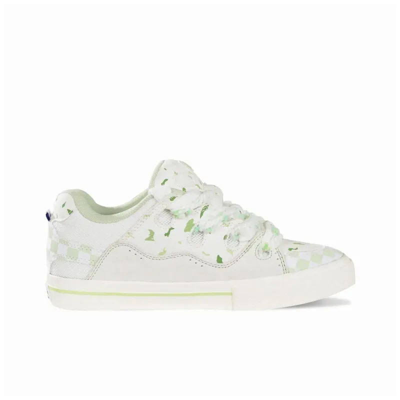 KAAVER OTTO Cushioned Wear-Resistant Lightweight Breathable Low-Top Skateboard Shoes Women's White Green-3