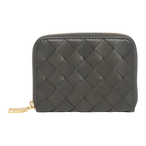 Bottega Veneta Sheepskin Cow Leather Patchwork Coin Purse Women's Olive