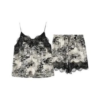 MY BODY Pajama Set Women's Black And White Print