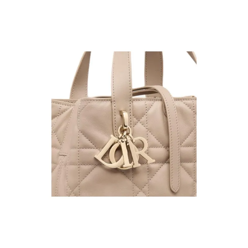 DIOR Toujours Cow Leather Tote Bag, Shopping Bag, Shoulder Bag, Crossbody Bag, Handbag Trumpets Women's Warm Taupe-6